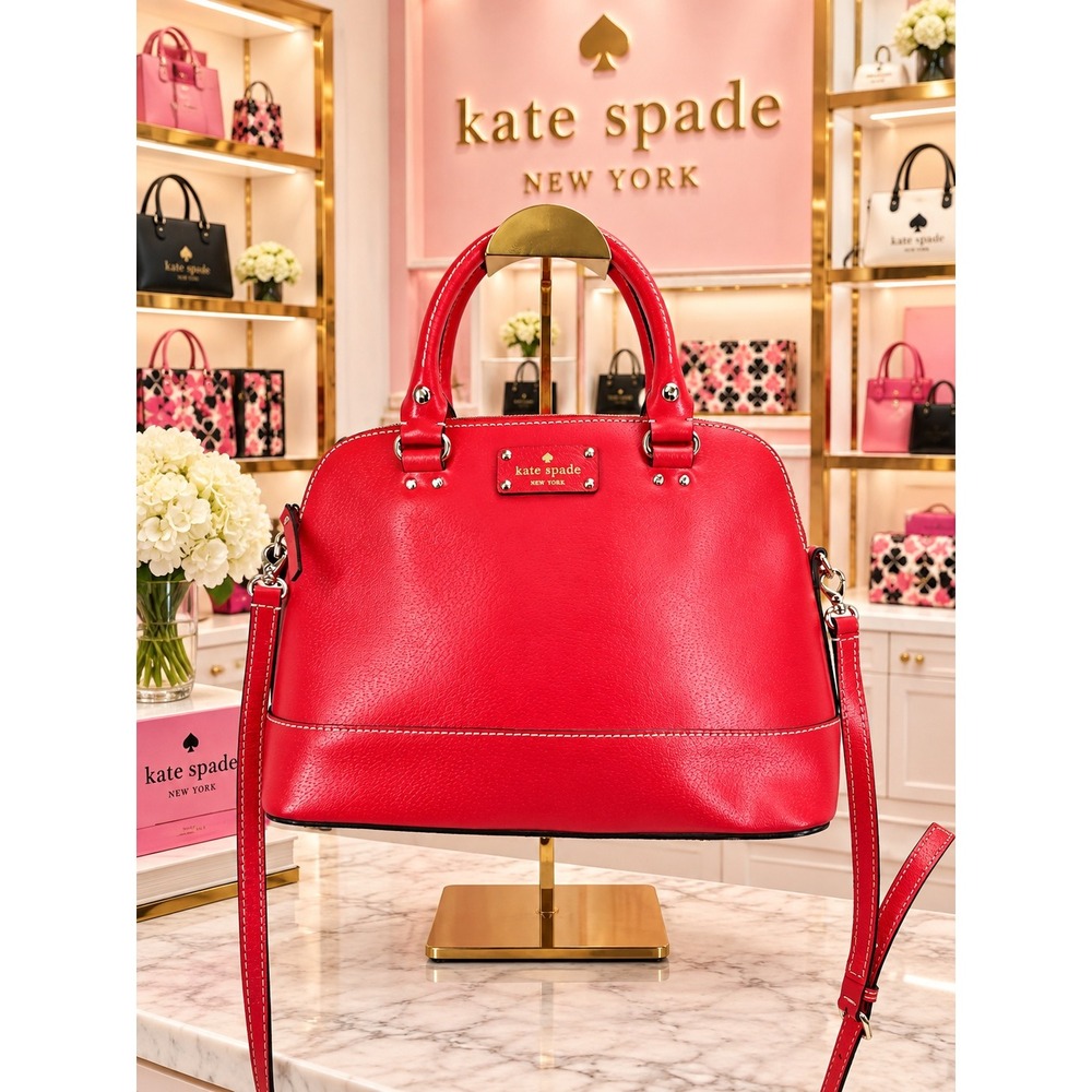 Kate Spade Red Leather Cedar Street Maise Satchel Crossbody Bag PXRU4471